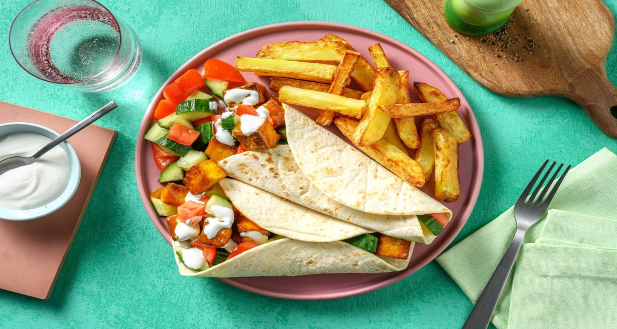 Korma Glazed Tofu Wraps and Chips Recipe HelloFresh