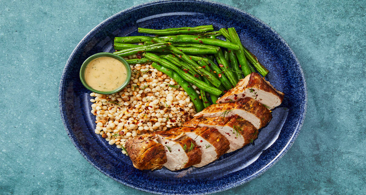 Creamy Dill Salmon with Couscous & Green Beans