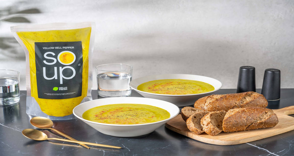 Verse gele-paprikasoep met demi-baguette 1000 ml | 3 - 4 porties | 467 g groente
