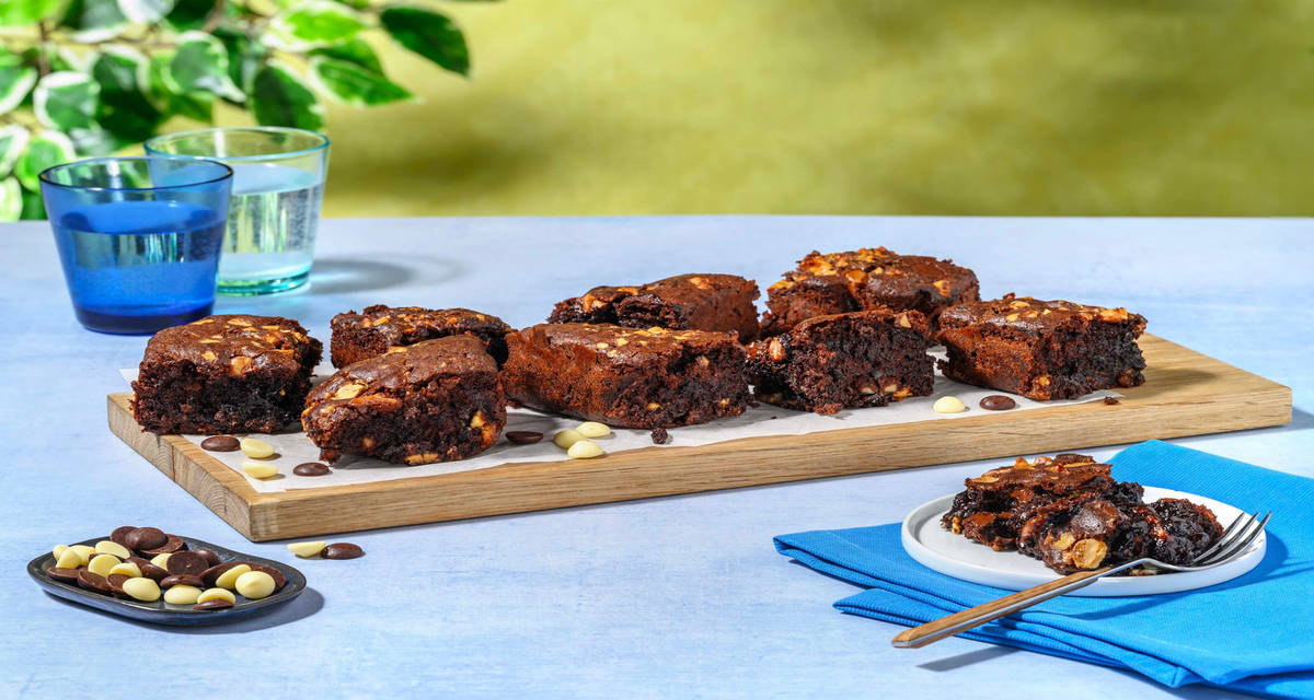 Double chocolate brownies +/- 9 stuks | met walnoten