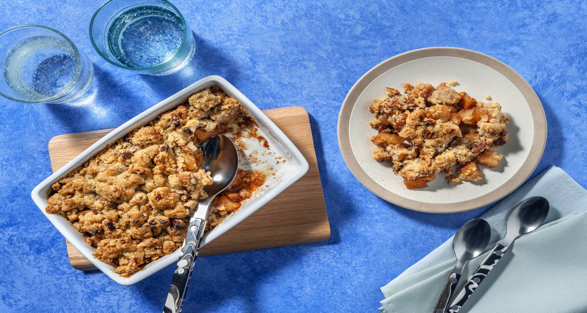 Crumble aux pommes, cannelle & pécan +/- 6 parts