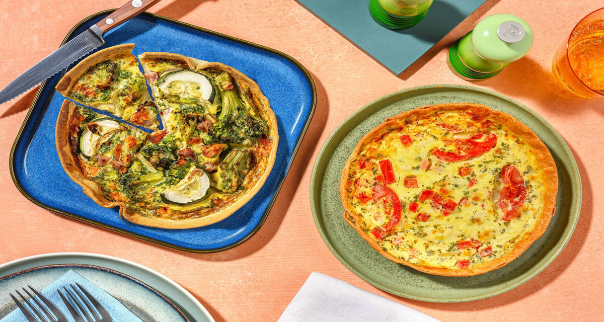 Quiche combi - Caprese & Ham met groene groenten Voor in de oven | 2 porties