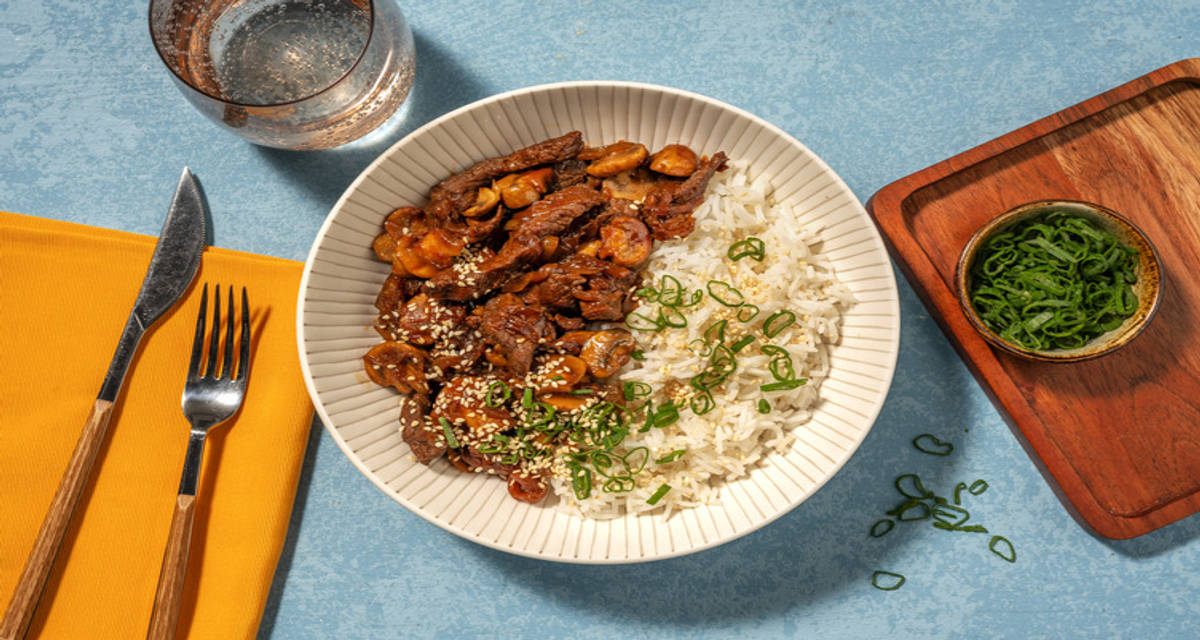 Chicken Bulgogi with mushrooms and fragrant jasmine rice