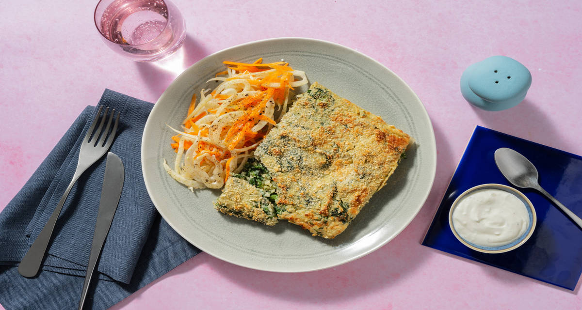 Polpettone alla ligure di bietole e pecorino con insalata di finocchi e carote