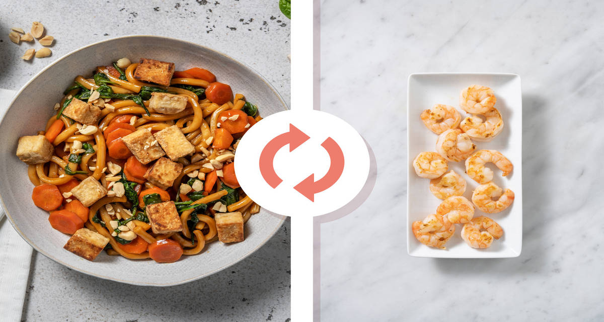 Noodles agli spinacini e gamberetti con zenzero, carote, arachidi e soia