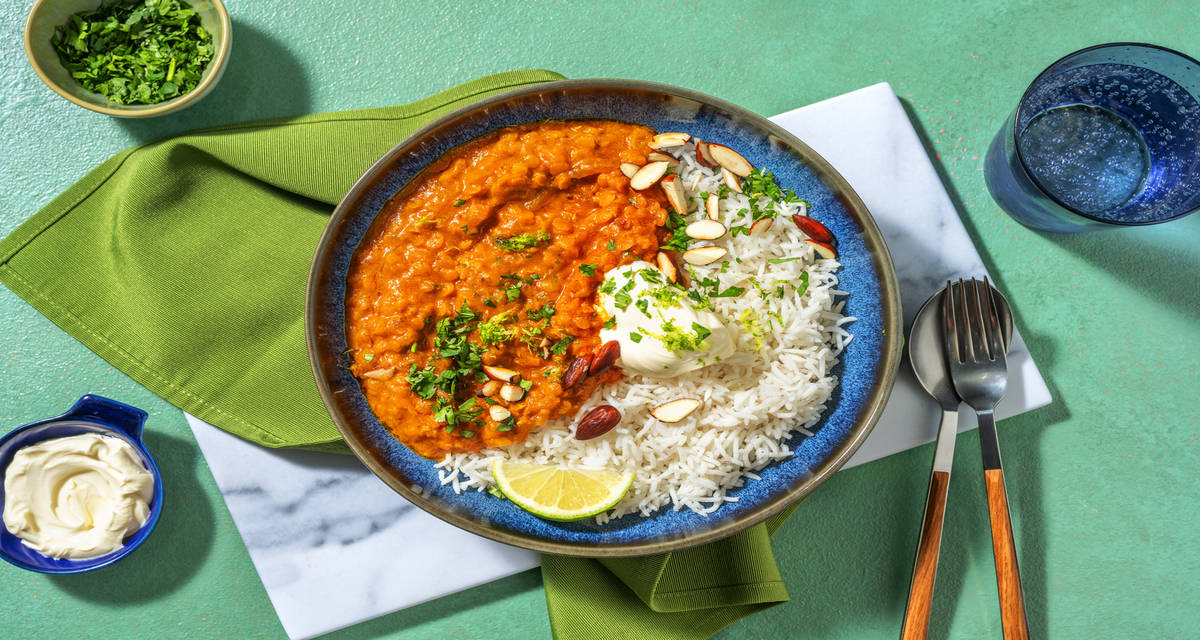 Masoor Dal : lentilles corail, coco & curry Recette pour robot de cuisine | 4 personnes max