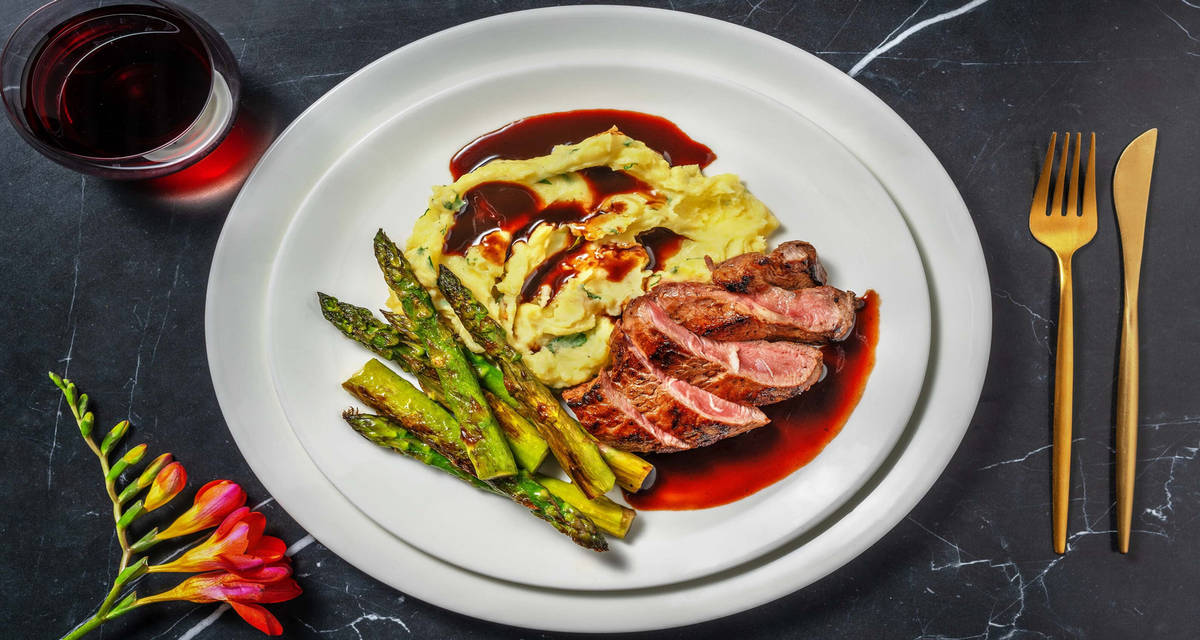 Pepper Crusted Venison Steak and Red Wine Jus Recipe HelloFresh