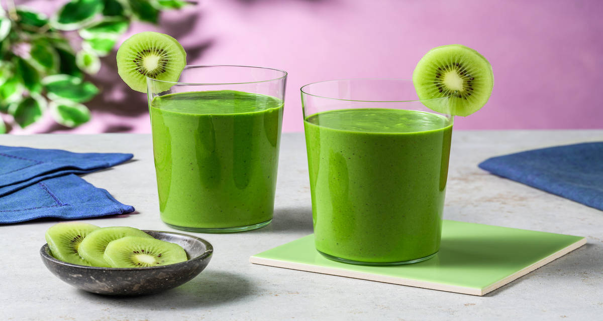 Green smoothie : kiwi, banane & épinards 2 smoothies à préparer