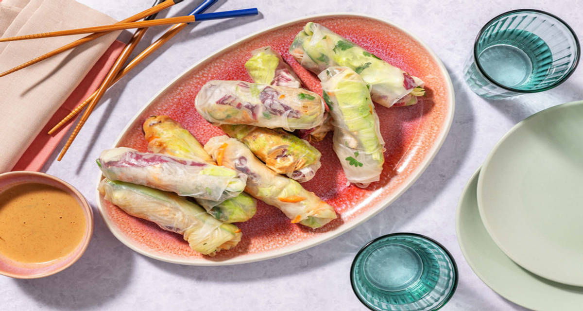 Vietnamese rijstvelloempia's met garnalen 10 stuks | met verse groenten en pinda-sojasaus