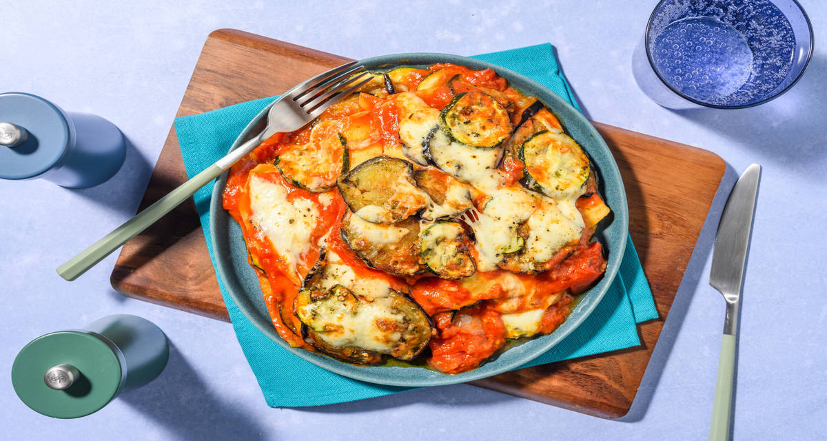 Lasagne au fromage & légumes rôtis mozzarella, aubergine et épices siciliennes