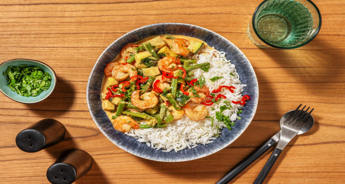 Prawn Thai Green Curry with courgette and coriander