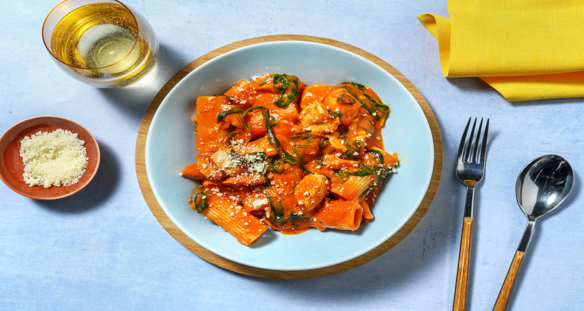 Creamy Cajun Chicken Pasta with spinach and cheese