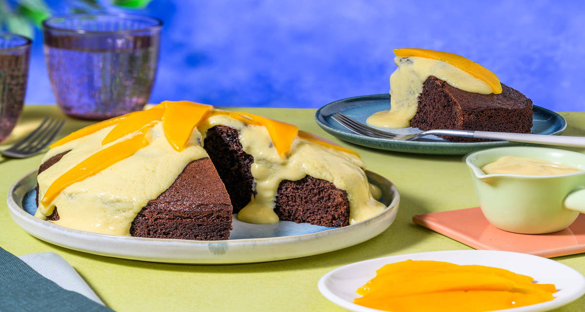 Torta al cioccolato e crema di mango con yogurt greco e noci | 6-8 porzioni | Impasto pronto