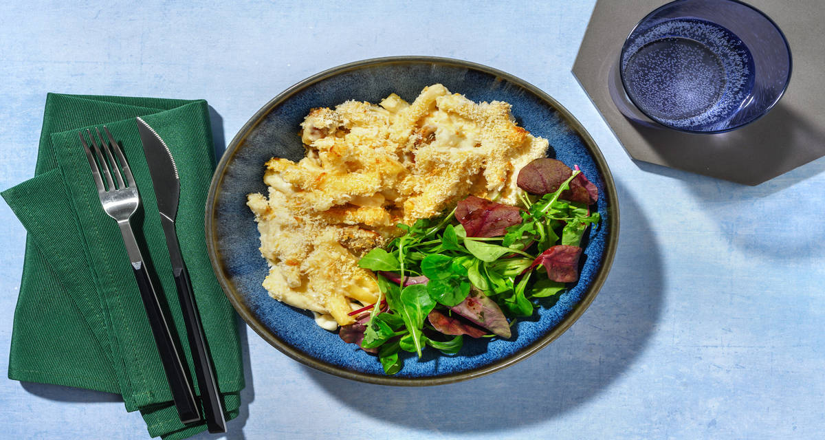 Mac & cheese saveur truffe gratiné au gouda & au panko