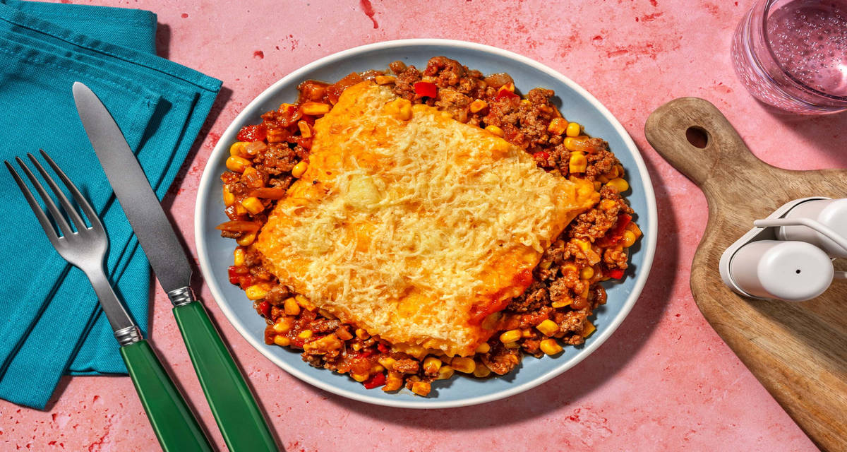 Gratin à la mexicaine maïs, bœuf haché et cheddar