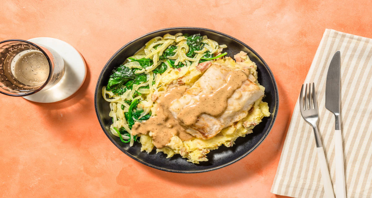 Cabillaud & purée de pommes de terre épinards à la crème