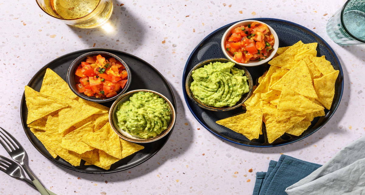 Krispiga tortillachips & krämig guacamole Sharingrätt | med hemmagjord salsa