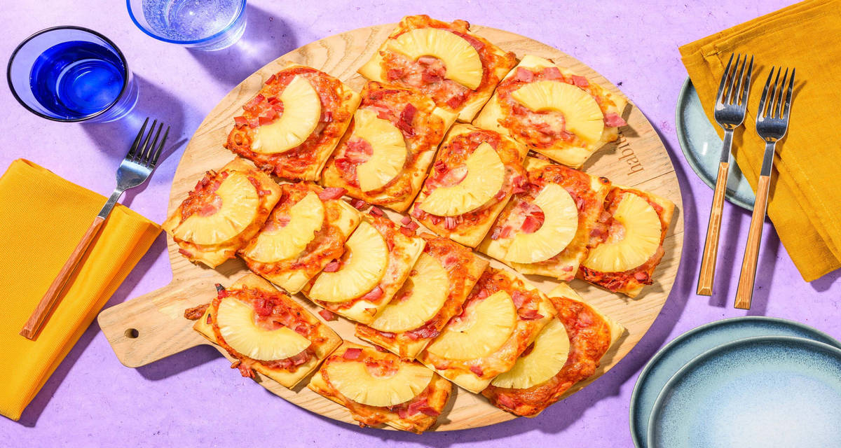Kindvriendelijke Hawaiiaanse minipizza's Om te delen | met ananas en ham