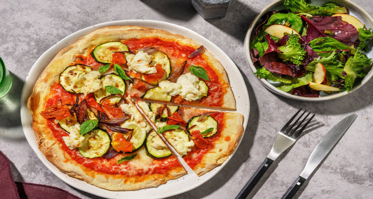 Vegetarisk Power-UP pizza inspireret af Mega Lucario
