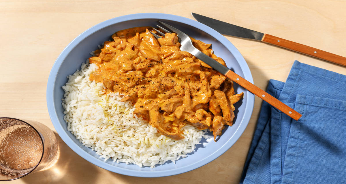 Heura en curry korma con arroz basmati