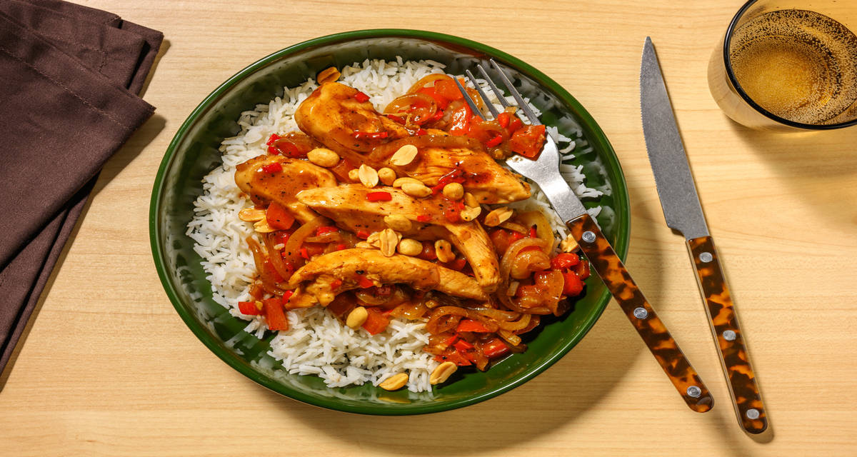 Poulet Label Rouge façon Kung Pao & sauce hoisin avec du gingembre & des cacahuètes