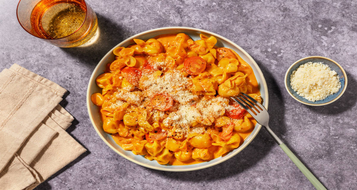 Stuffed Fiorelli in Pomodoro Sauce with Chicken with Italian cheese