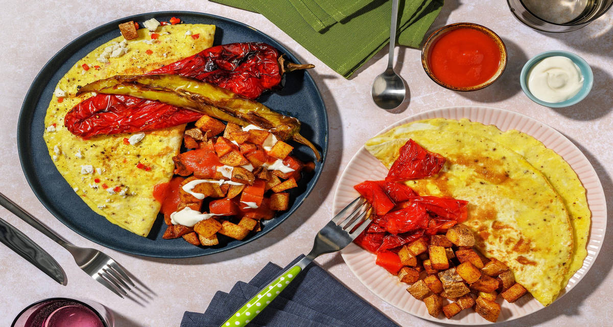 Patatas bravas met aioli en puntpaprika en voor ouders: omelet met geitenkaas en rode peper