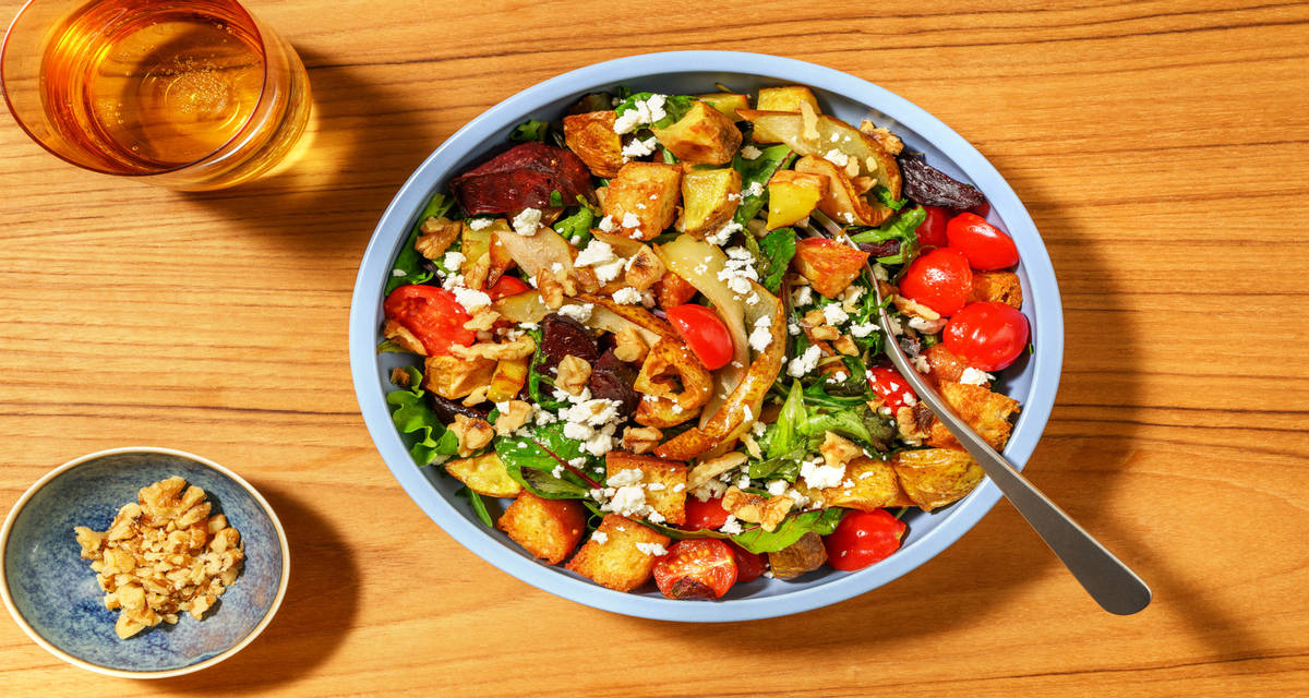 Focus sport : salade de poire & betterave rôties avec 115 g de glucides minimum par personne