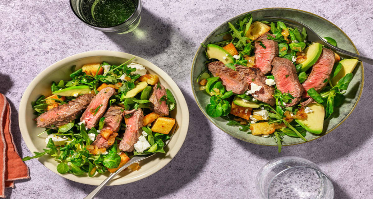 Salade met steak en avocado 2 porties | met witte kaas