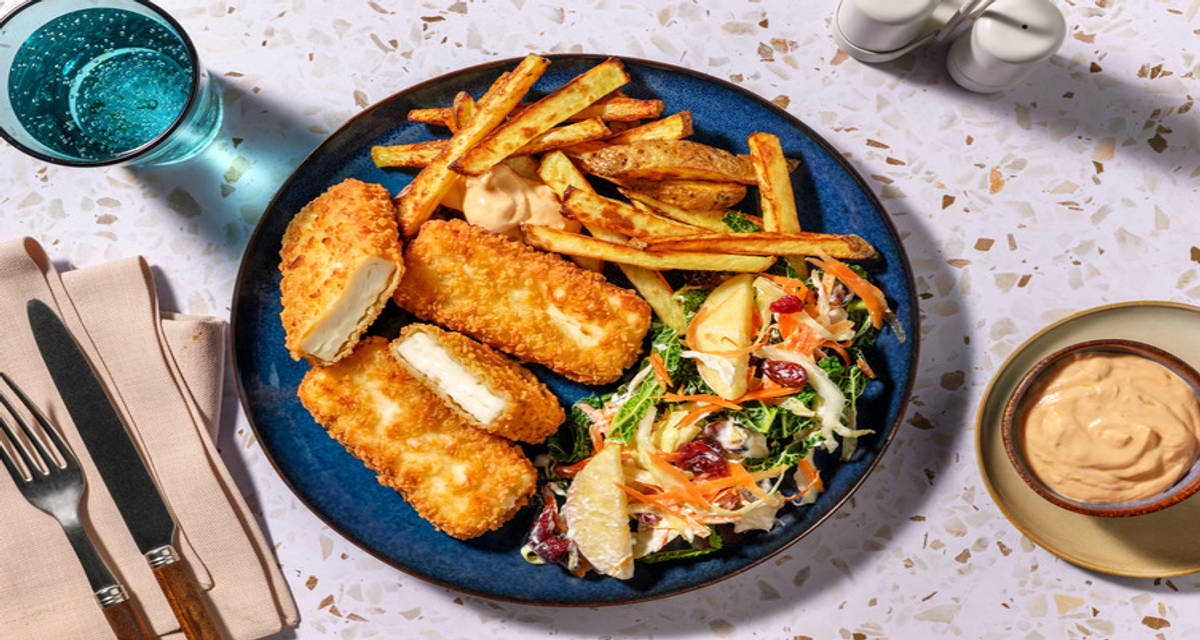 Sprød halloumi med syrlig kålsalat og burgerdressing
