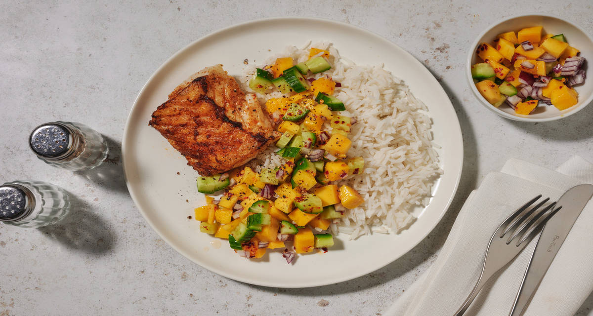 Thai-inspirerad torsk med jasminris och mangosalsa