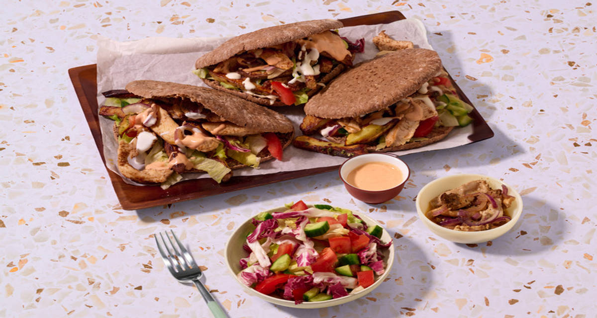 Focus sport : Pitas complètes au poulet & frites avec minimum 115g de glucides par personne