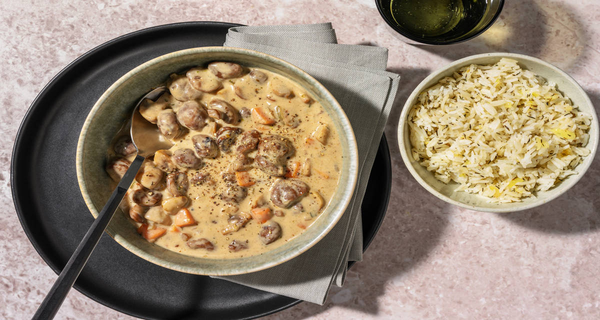Mijoté de champignons & marrons avec un riz pilaf
