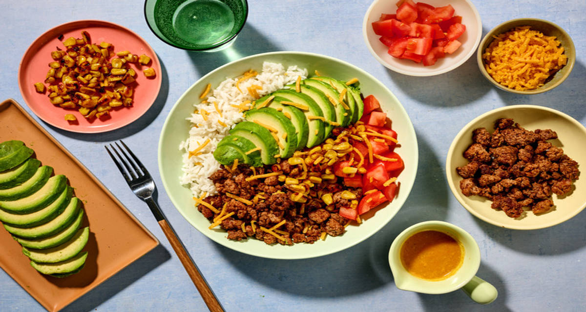 Amarillo Chilli Lean Beef Bowl with sweetcorn, avo and sour cream