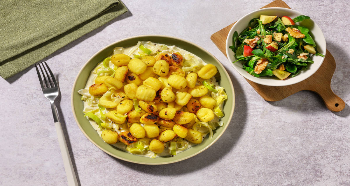 Gnocchi au bleu crémeux salade pomme & noix