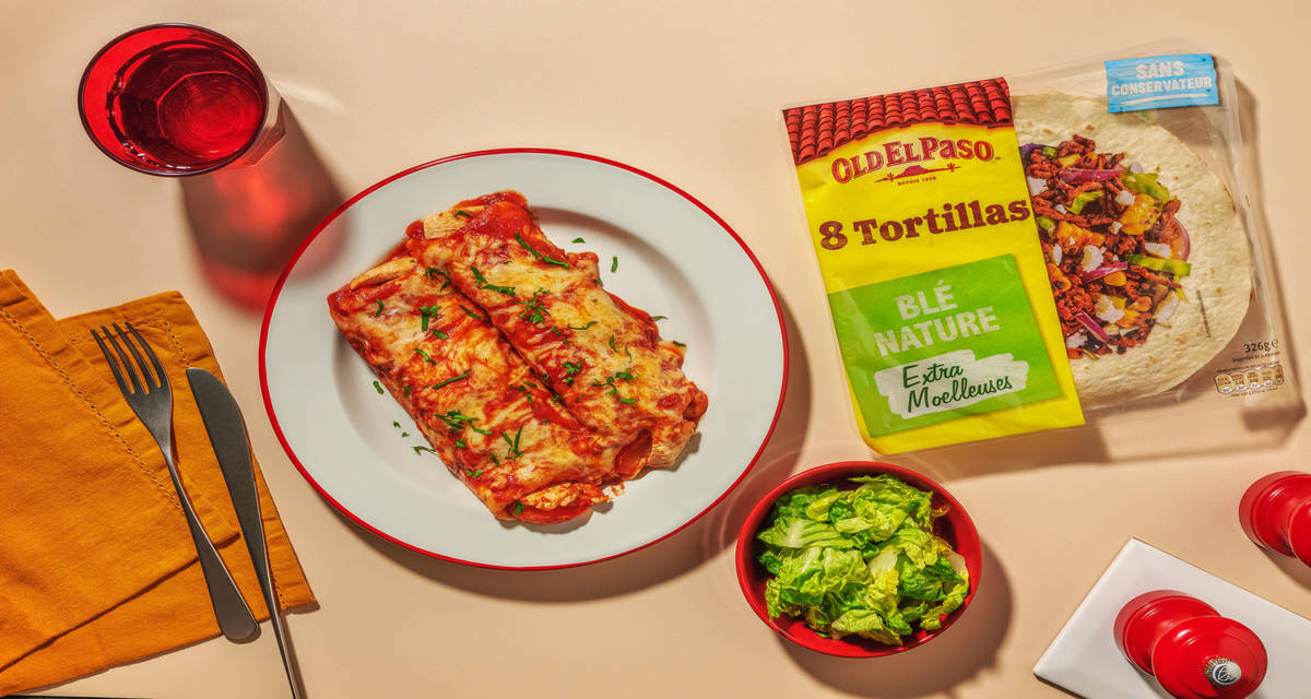 Enchiladas poulet, poivron & cheddar avec des tortillas Old El Paso™