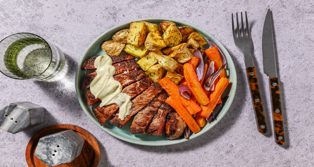 Chicken and Cashel Blue® Cheese Sauce with roasted potatoes