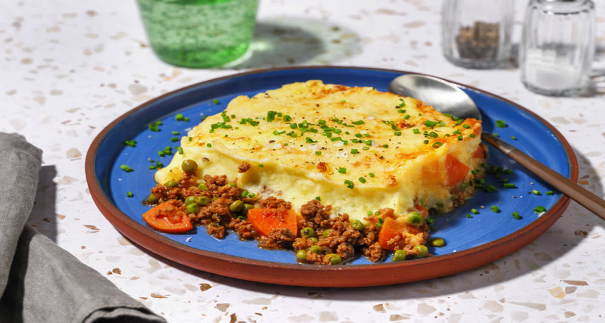 Cheesy Guinness® Lean Beef Cottage Pie with chives and mash