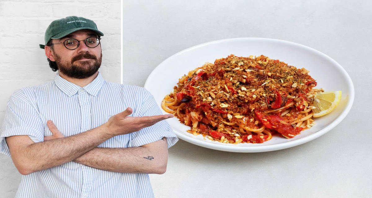 Pasta La Vista : harissa-sardines avec un pangrattato citronné & du poivron