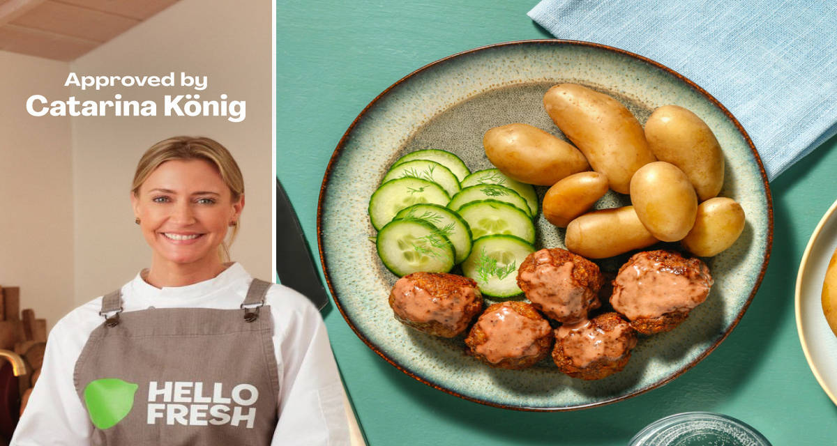 Svenske köttbullar med kogte kartofler og brun sovs