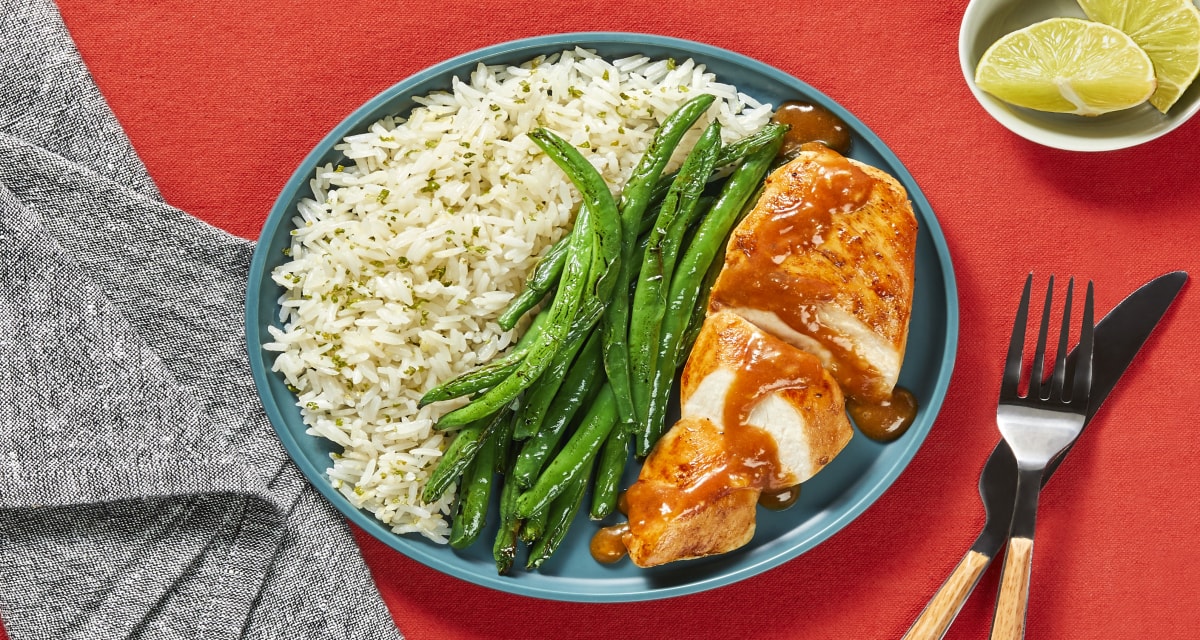 Apricot Ponzu Chicken With Ginger Lime Rice & Roasted Green Beans-image