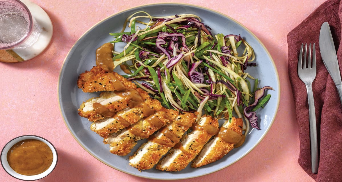 Asian Chicken Schnitzel & Katsu Sauce with Japanese Slaw-image