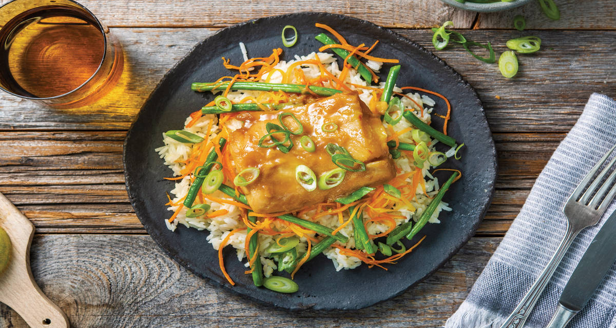 Baked Miso Fish with Green Beans & Rice Recipe HelloFresh