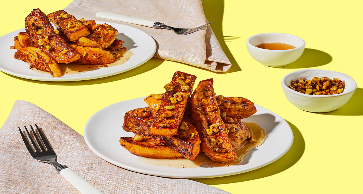 Baklava-Style French Toast Sticks with Honey Lemon Syrup & Pistachios | 2 servings
