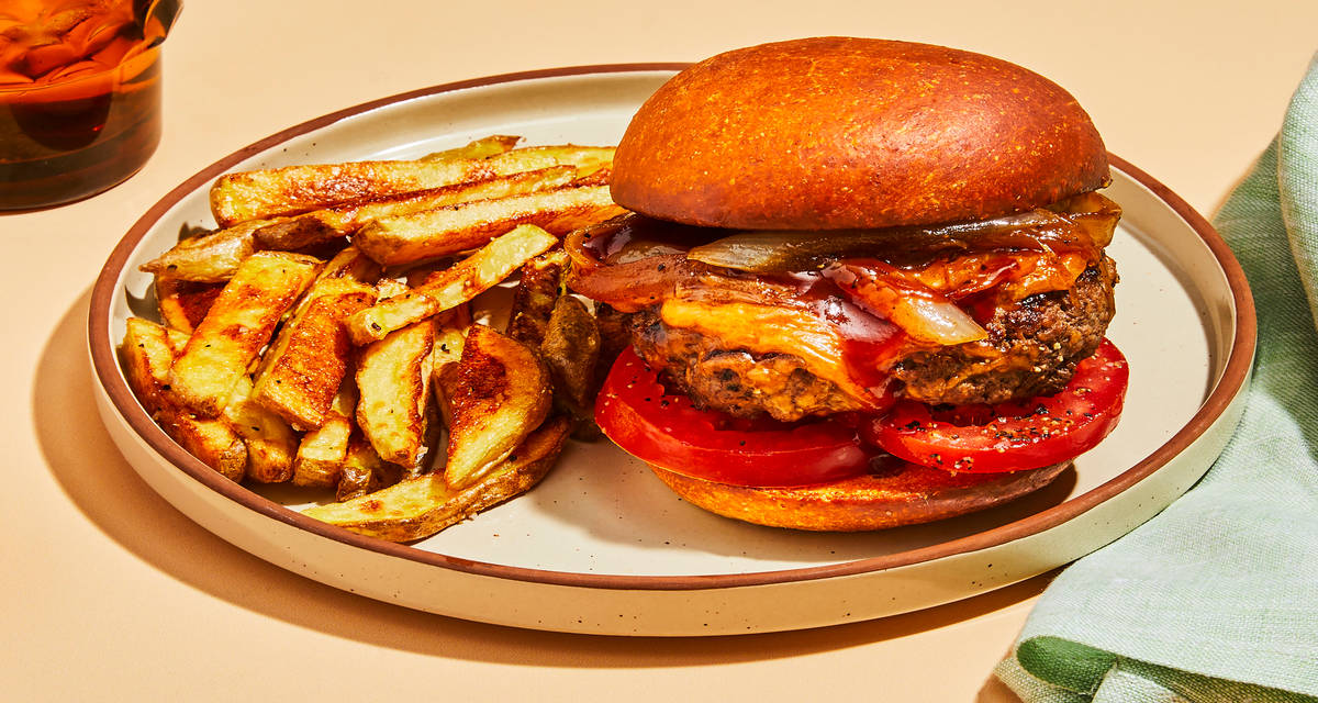 Barbecue Cheeseburgers caramelized onion, fresh tomato, oven fries