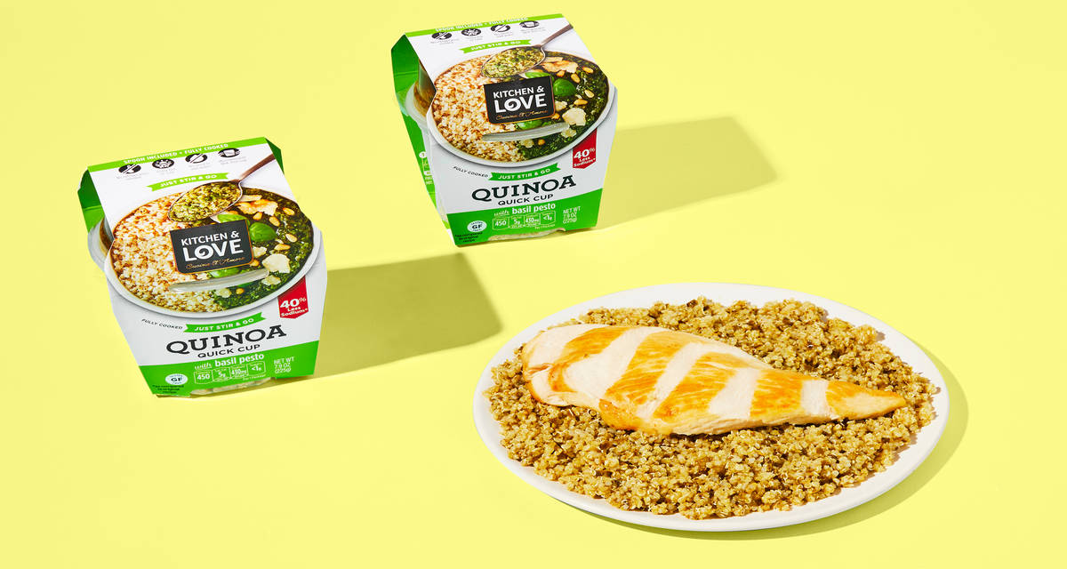 Basil Pesto Quinoa with Fully Cooked Chicken Just slice, stir, and go! | 2 Servings