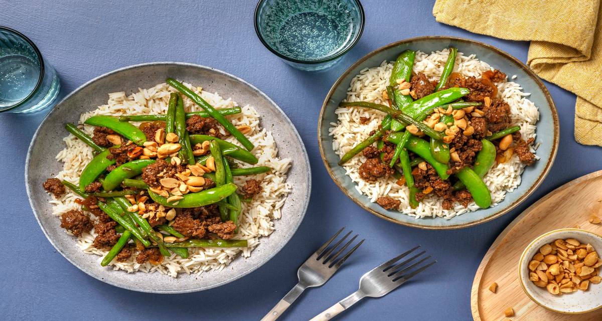 Beef Stir-Fry with Black Bean Sauce and Jasmine Rice