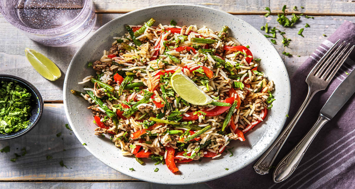 Beef Fried Rice, Green Beans & Peppers Recipe | HelloFresh