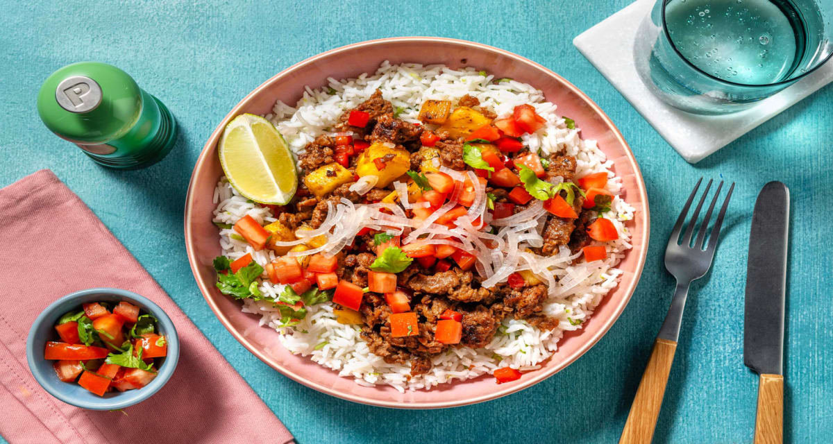 Al Pastor-Inspired Rice Bowls with Plant-Based Protein, Pineapple and Pickled Shallots-image