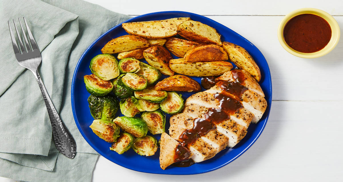 Bravo Balsamic Chicken with Roasted Brussels Sprouts & Herby Potatoes